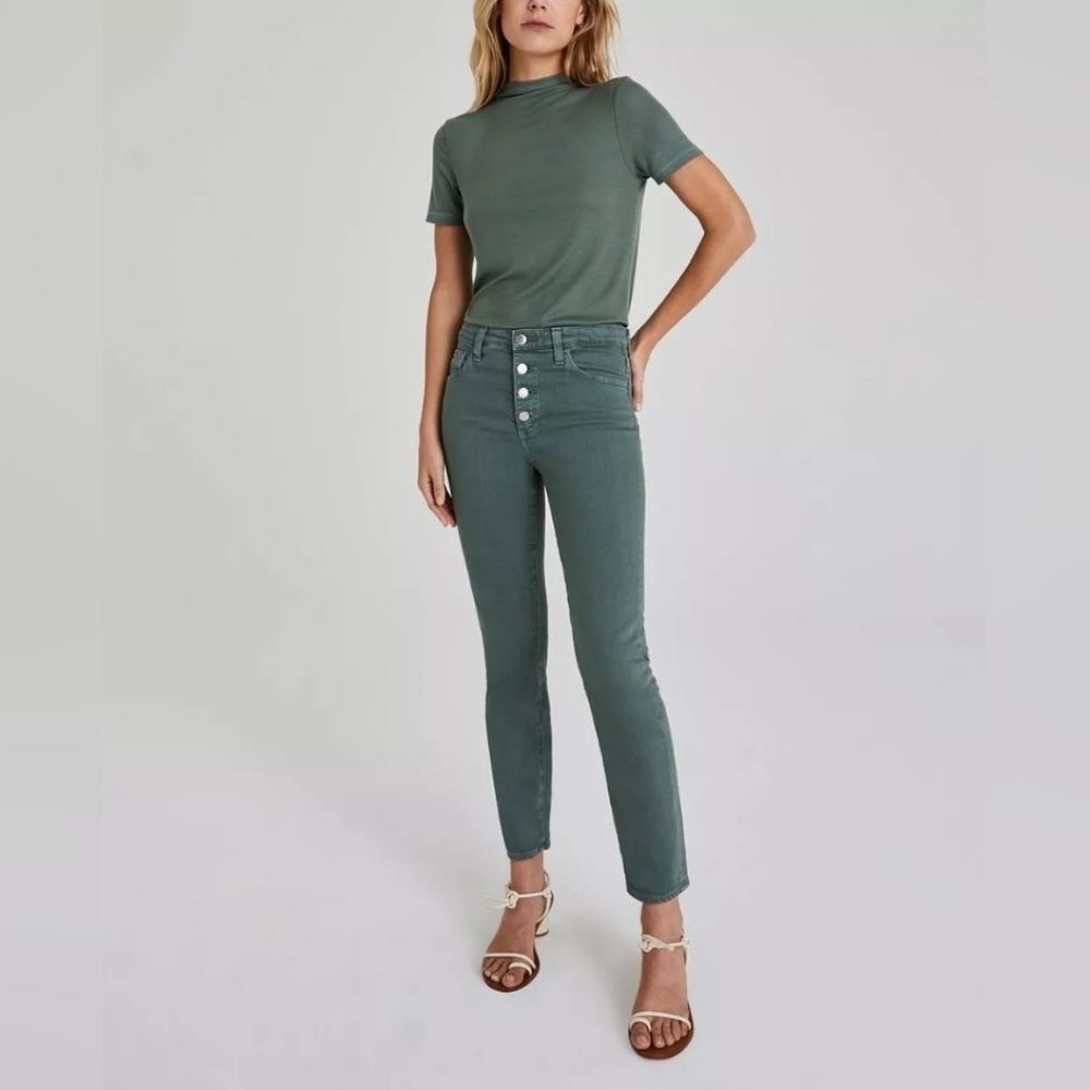 Ag Adrianno Goldschmied Highrise The Isabelle Button Up Straight Crop Jeans